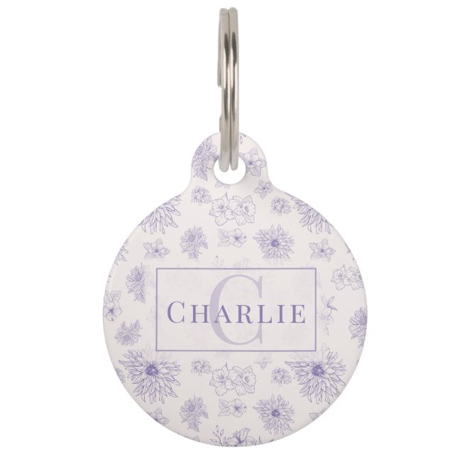 Custom Botanical Monogram | Personalised Pet ID Tag (Front)