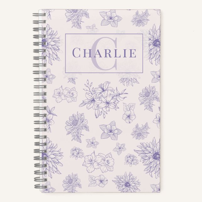 Custom Botanical Monogram Personalised Pet Spiral Notebook (Front)