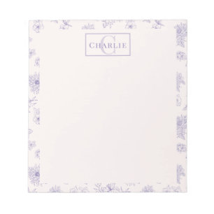 Custom Botanical Monogram Personalized Dog Cat Pet Notepad