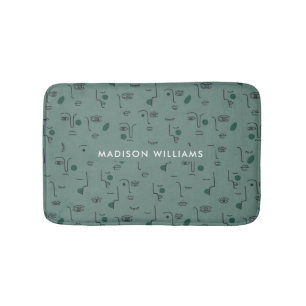 Custom Botanical Motifs with Personalised Name Bath Mat