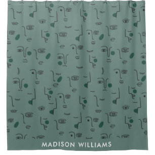 Custom Botanical Motifs with Personalised Name Shower Curtain