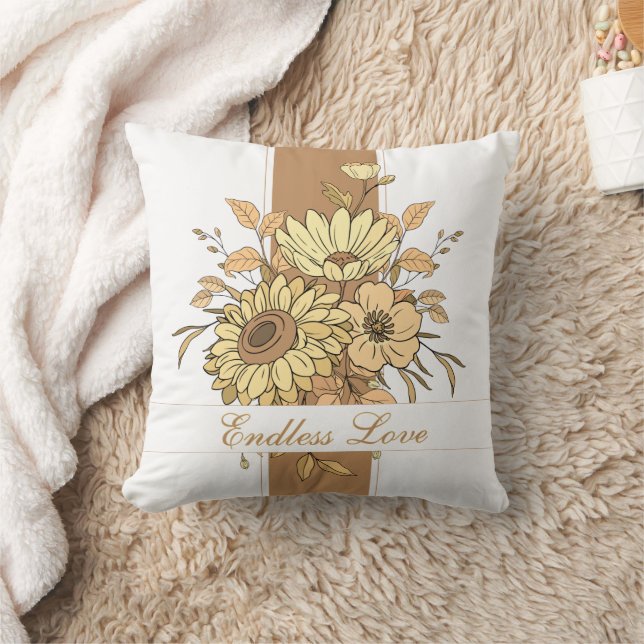 Custom Botanical Name Pillow – White & Brown (Blanket)