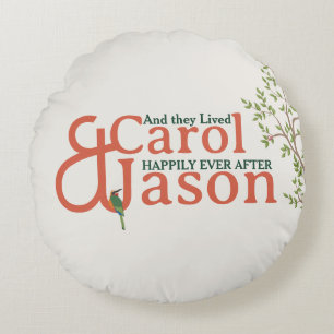 Custom Botanical Wedding Round Cushion