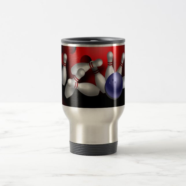 Custom Bowling Design Travel Mug (Center)