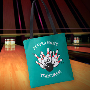 Custom Bowling Team Logo with Player & Team Name Tote Bag