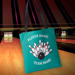 Custom Bowling Team Logo with Player & Team Name Tote Bag