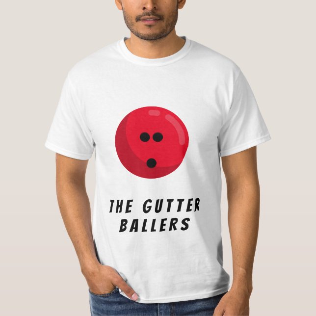 Custom Bowling Team Name | Red Bowling Ball T-Shirt (Front)