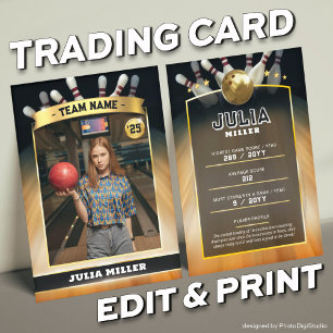 Custom Bowling Trading Card, Modern Bowler Card