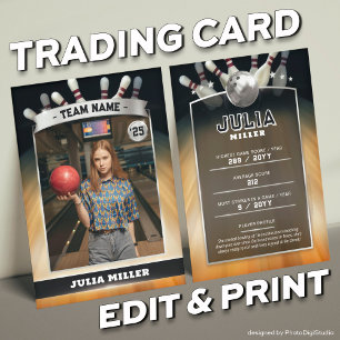 Custom Bowling Trading Card, Modern Bowler Card