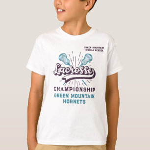 Custom Box Field Lacrosse Team Club Name Number T-Shirt