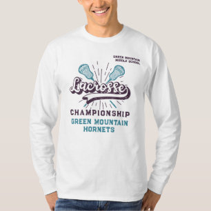 Custom Box Field Lacrosse Team Club Name Number T-Shirt
