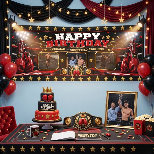 Custom Boxing Birthday Banner Photo Collage (Creator Uploaded)