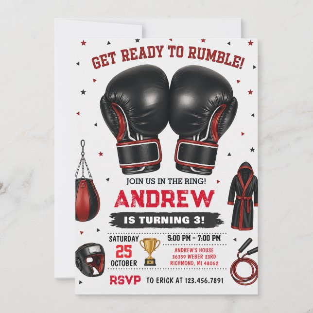 Custom Boxing Birthday Invitation (Front)