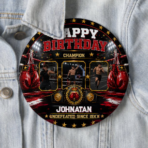 Custom Boxing Birthday Photo Champion Party 6 Cm Round Badge