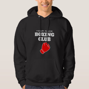 Custom boxing hoodie with red boxer glove logo