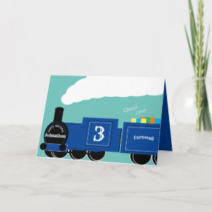 Custom boy 3rd birthday steam train card