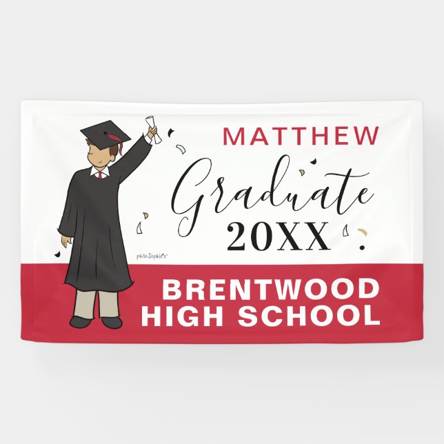 Custom Boy Avatar | High School Graduation Banner (Horizontal)