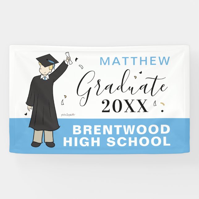 Custom Boy Avatar | High School Graduation Banner (Horizontal)