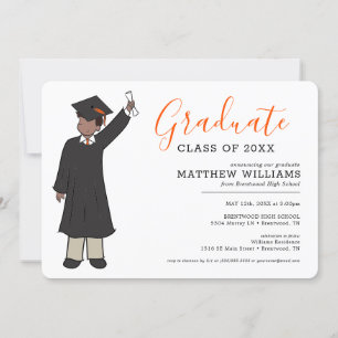 Custom Boy Avatar   High School Graduation Invitation