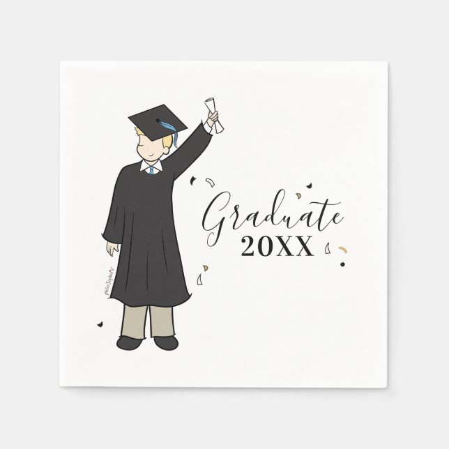 Custom Boy Avatar | High School Graduation Napkins (Front)