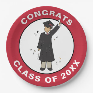 Custom Boy Avatar   High School Graduation Party Paper Plate