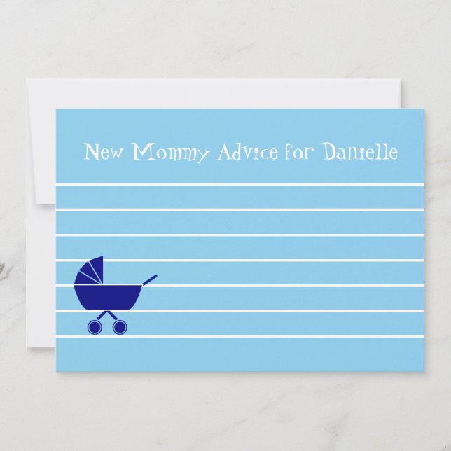 Custom Boy Baby Shower New Mummy Advice Cards (Front)