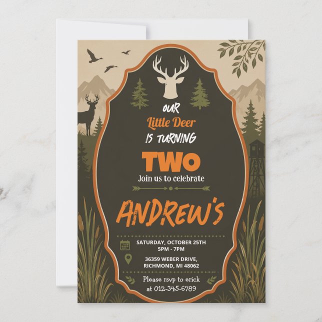 Custom Boy Deer Hunting Birthday  Invitation (Front)