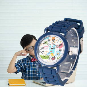 Custom boy Name blue Glitter Strap Kids Watch