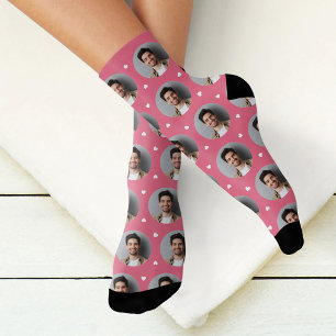 Custom Boyfriend Photo Pink Love Socks