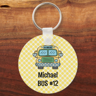 Custom Boys Backpack Bus Info Tag Key Ring