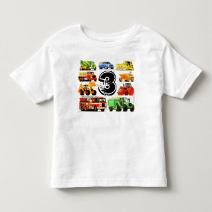 Custom Boy's Construction Trucks 3rd Birthday Toddler T-Shirt