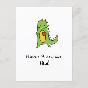 custom boys dinosaur happy birthday party  postcard