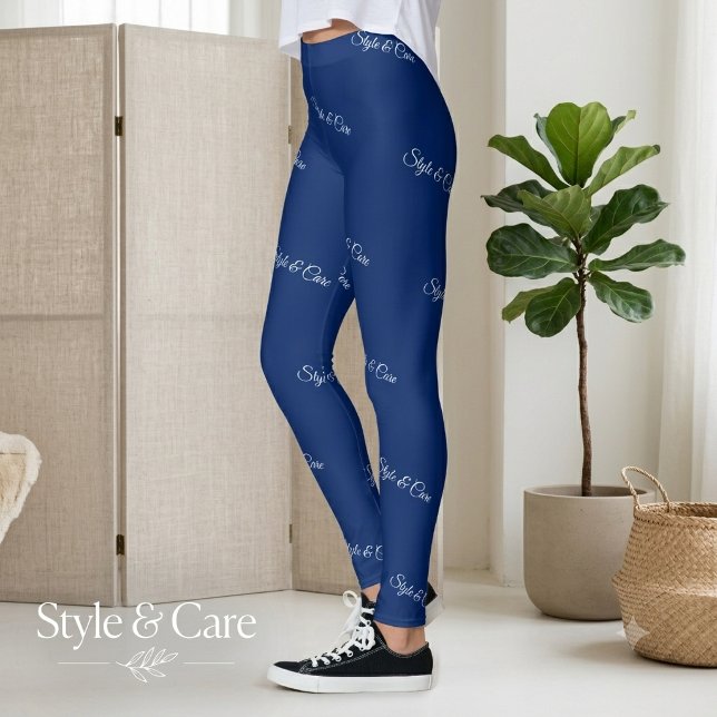 Custom Brand Name Pattern Stylish Navy Leggings (Custom Brand Name Pattern Stylish Navy Leggings)