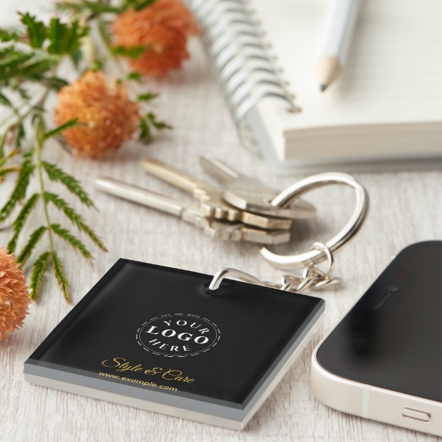 Custom Brand Text Logo Modern Stylish Keychain (Front Right)