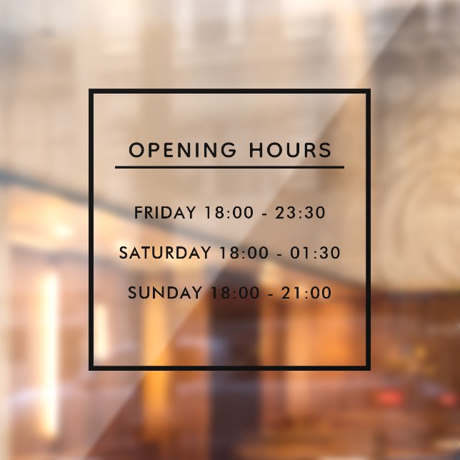 Custom Branded Black Restaurant Opening Hours (Sheet 2)