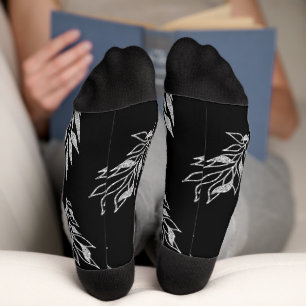 Custom Branded Black White Floral Socks