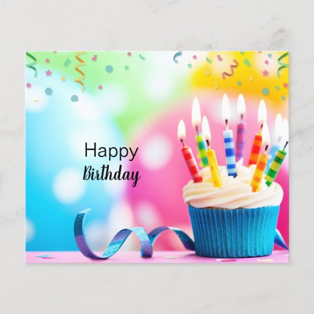 Custom Branded Blue Pink Modern Happy Birthday (Front)