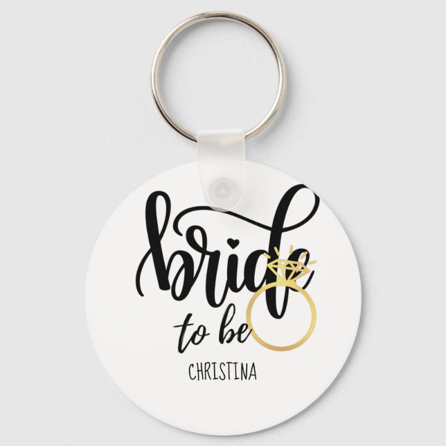Custom Branded Bride-to-Be Bachelorette Bridal Key Ring (Front)
