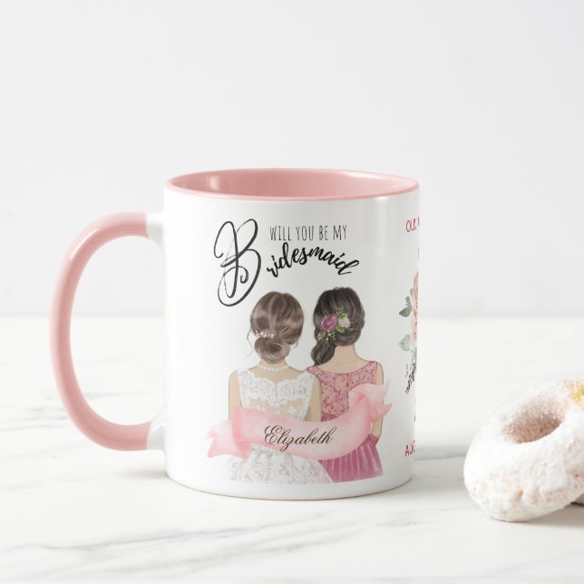 Custom Branded Bridesmaid Proposal Bridal Party Mug (With Donut)