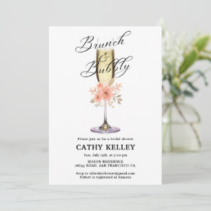 Custom Branded Brunch and Bubbly Bridal Shower  Invitation