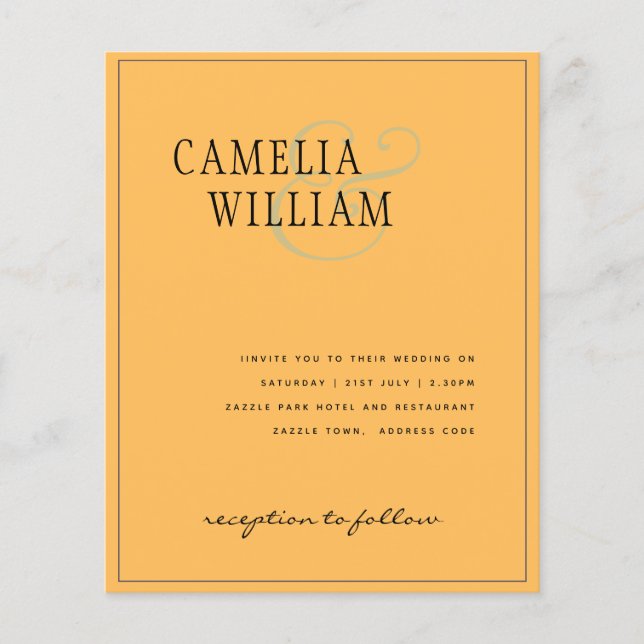 Custom Branded Budget Wedding Invitation  Flyer (Front)