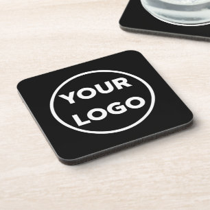 Custom Branded Business Company Logo on Black Coaster