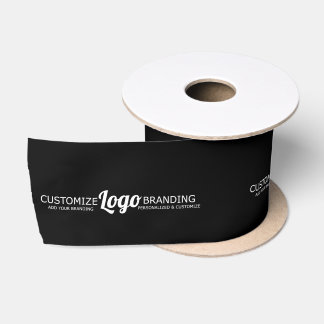 Custom Branded Business Logo Company Black Satin Ribbon