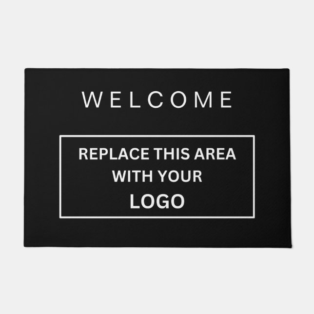 Custom Branded Business Logo Company Black & White Doormat (Front)
