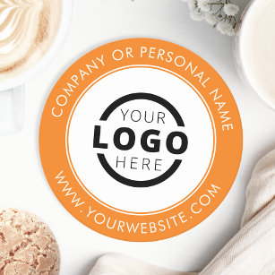 Custom Branded Business Logo Promotional Orange Round Paper Coaster