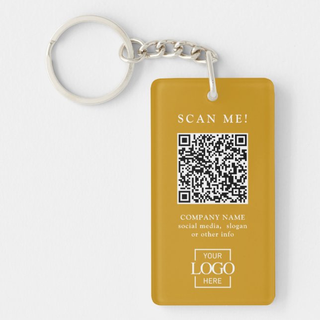 Custom Branded Business Logo QR Code Modern Key Ring (Front)