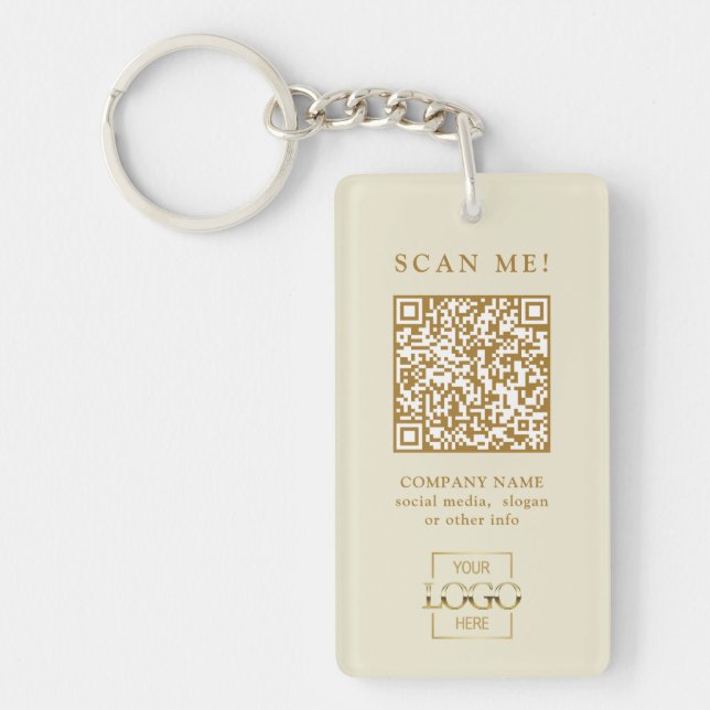 Custom Branded Business Logo QR Code Modern Key Ring (Front)