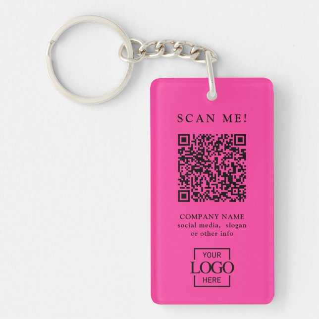 Custom Branded Business Logo QR Code Modern Key Ring (Front)