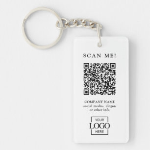 Custom Branded Business Logo QR Code Modern Key Ring