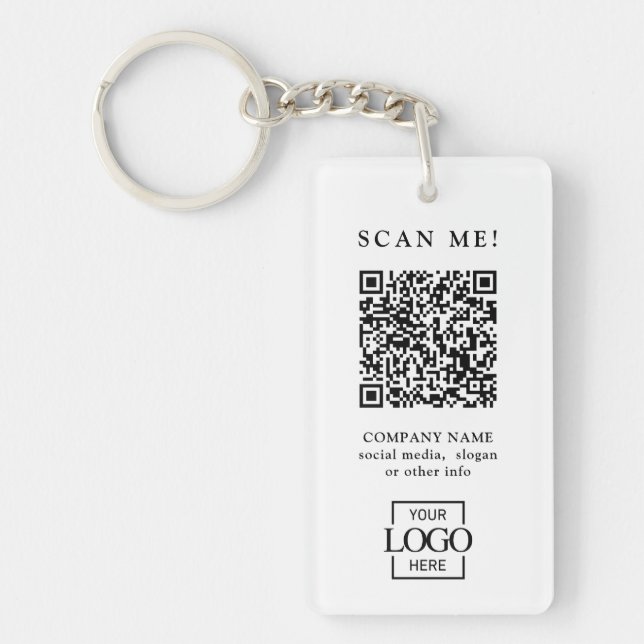 Custom Branded Business Logo QR Code Modern Key Ring (Front)